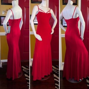 City Triangle Red Sleeveless Maxi Dress